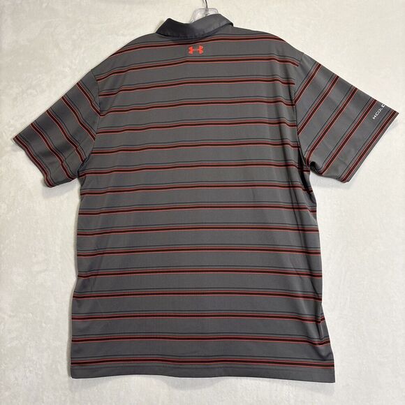 Under Armour Men's Golf Striped Polo Shirt Heatgear Loose Fit Coldblack XL - Picture 2 of 14